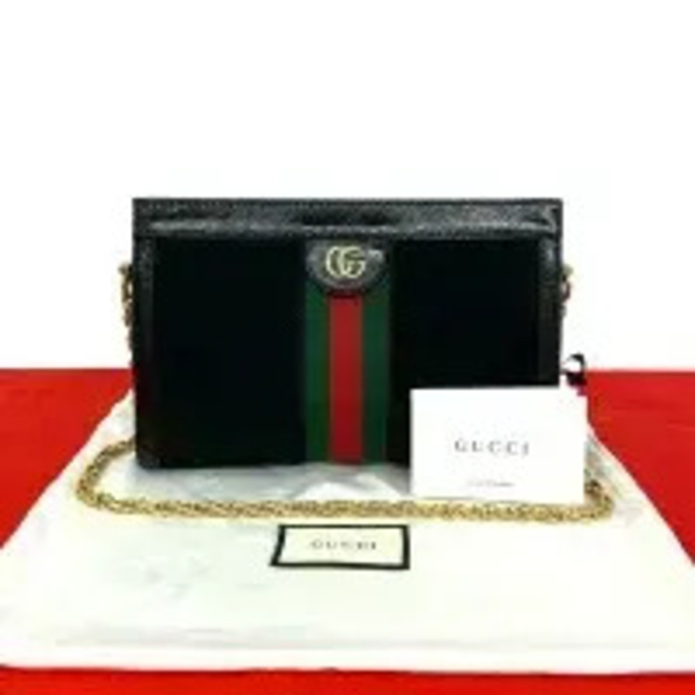 Gucci Ophidia Sherry GG Suede Leather Shoulder Bag Black